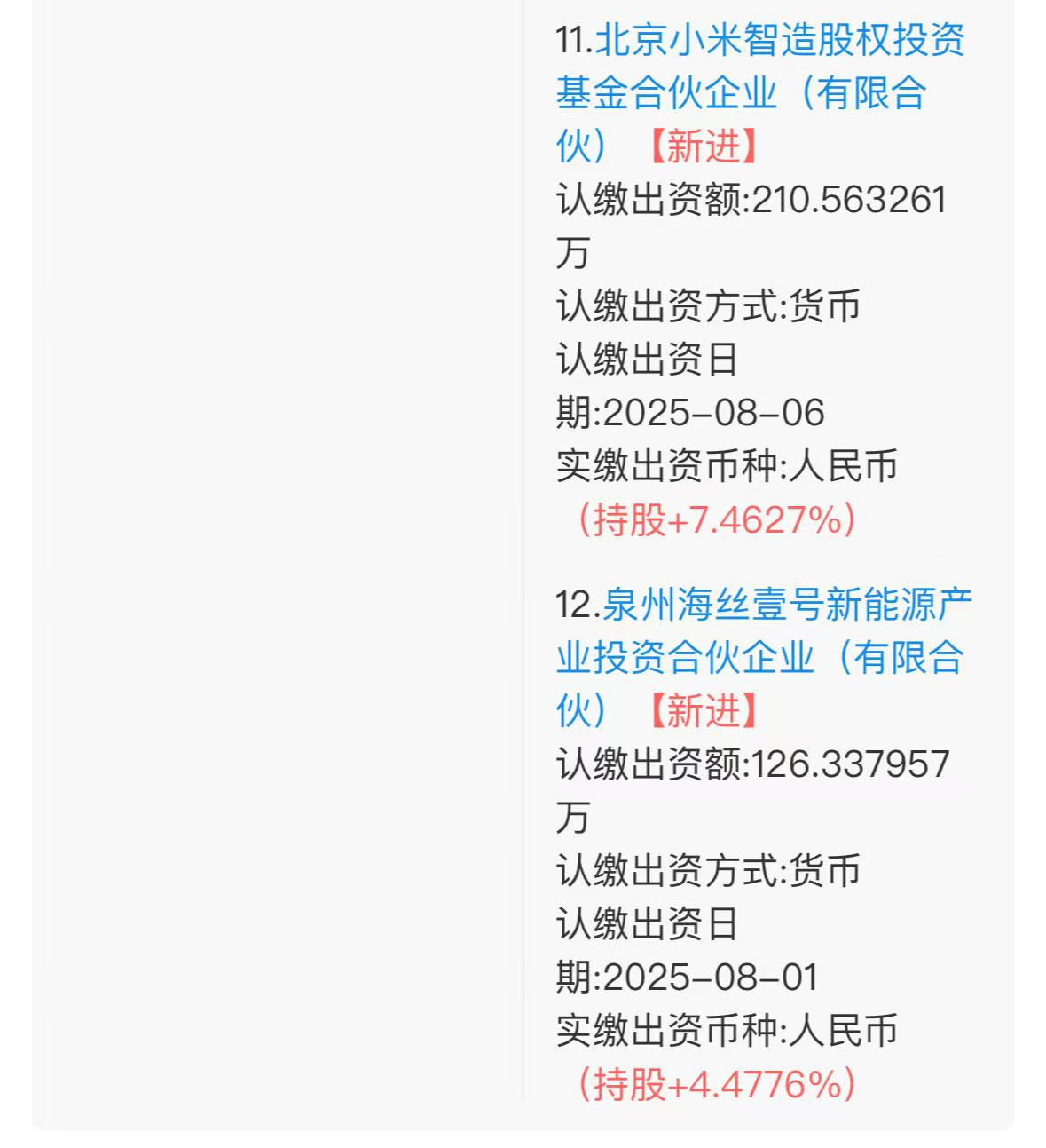 小米旗下基金入股汽车零部件公司盛势启创- 财闻网