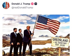 特朗普再次强调美国要拥有格陵兰岛并发图暗示